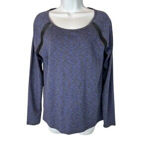 Ideology Women's Space Dyed LS Activewear Mesh Trim Top  Size S  Purple Workout